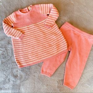 Stem Baby Sweater Dress Knit Pant Set Pink 12M